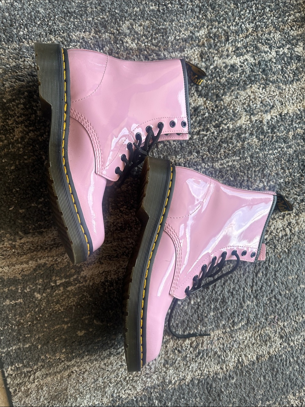 Dr. Martens Pink Patent Lace-Up Combat Boots